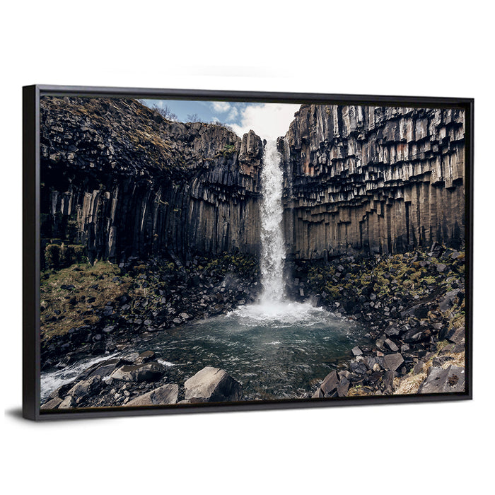 Svartifoss Basalt Waterfall Wall Art as a framed canvas