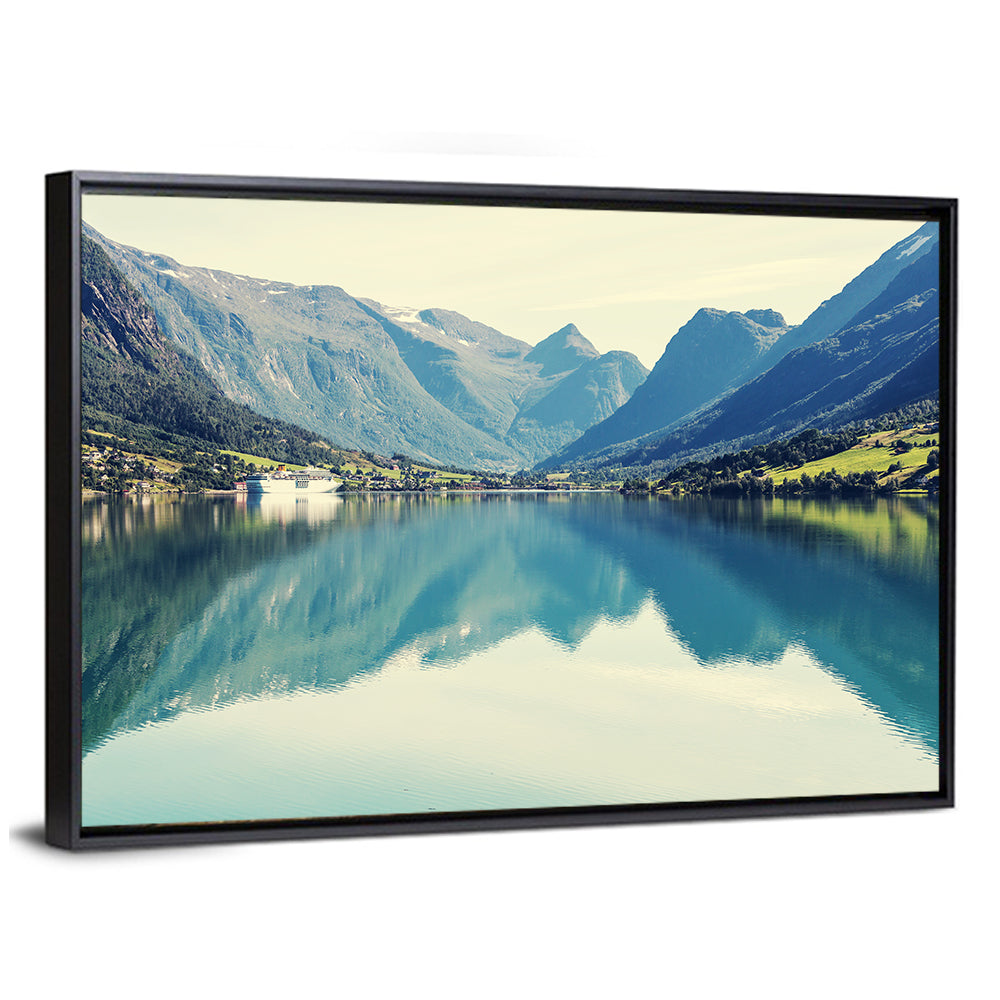 Scandinavian Mountain Lake Harbor Wall Art
