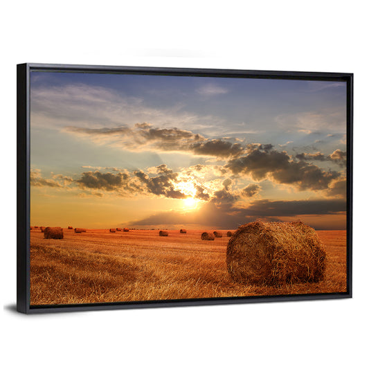 Stubble Field & Hay Bales Wall Art
