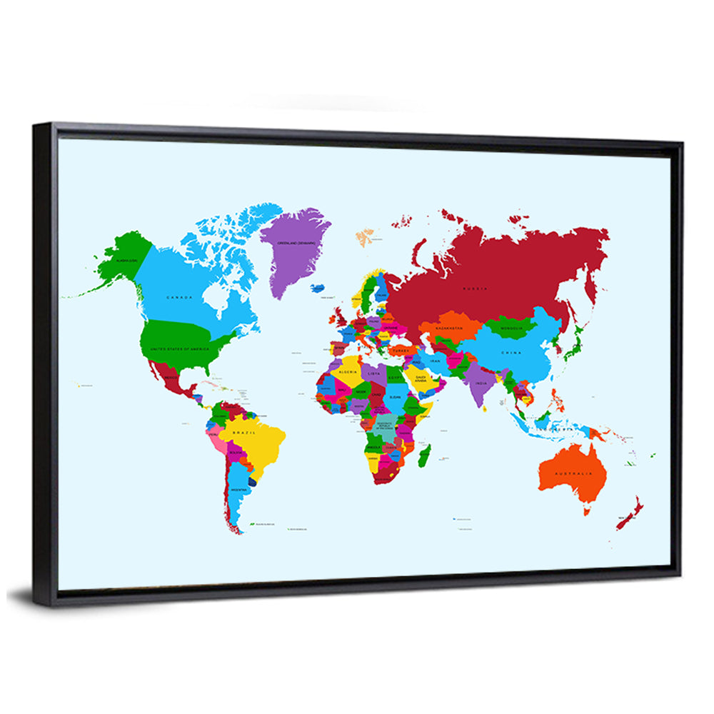 Minimalist Colorful World Map Wall Art