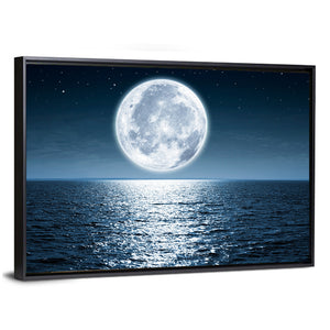 Full Moon Rising Over Ocean Wall Art