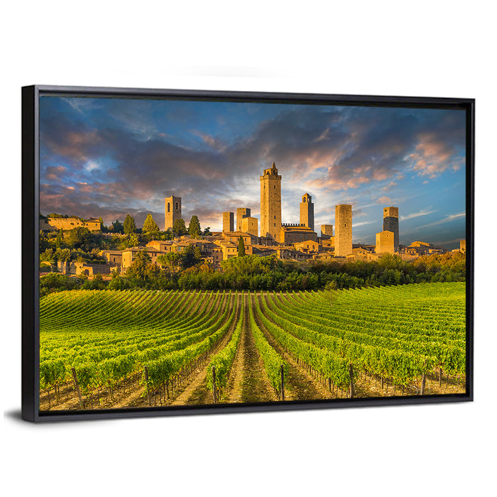 Vineyards of San Gimignano Wall Art as a framed canvas
