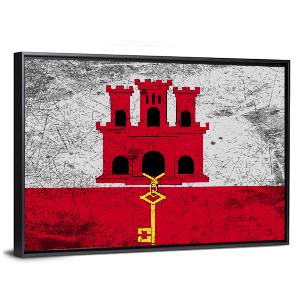 Gibraltar Flag with Castle and Key Wall Art