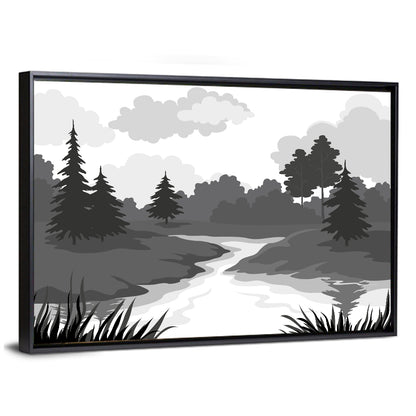 Scenic River Silhouette Wall Art