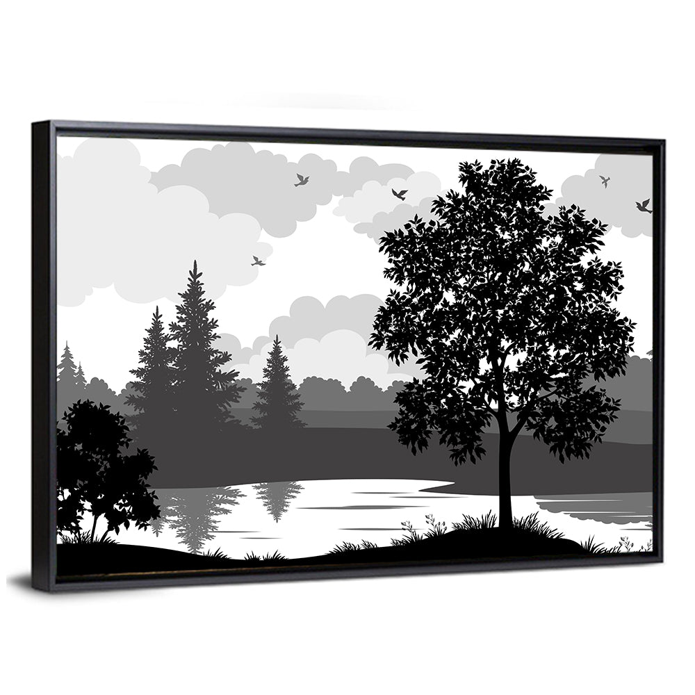 Lake Silhouette with Tree Wall Art