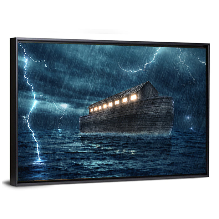 Noah's Ark in Lightning Storm Wall Art as a framed canvas