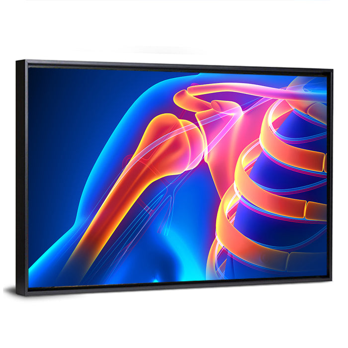 Shoulder Pain Anatomy Study Wall Art as a framed canvas