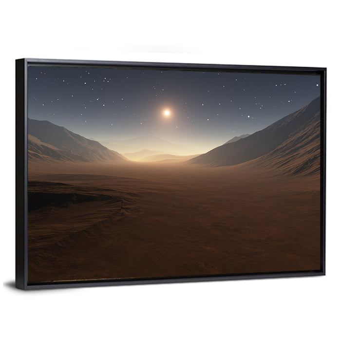 Martian Sunset Wall Art as a framed canvas