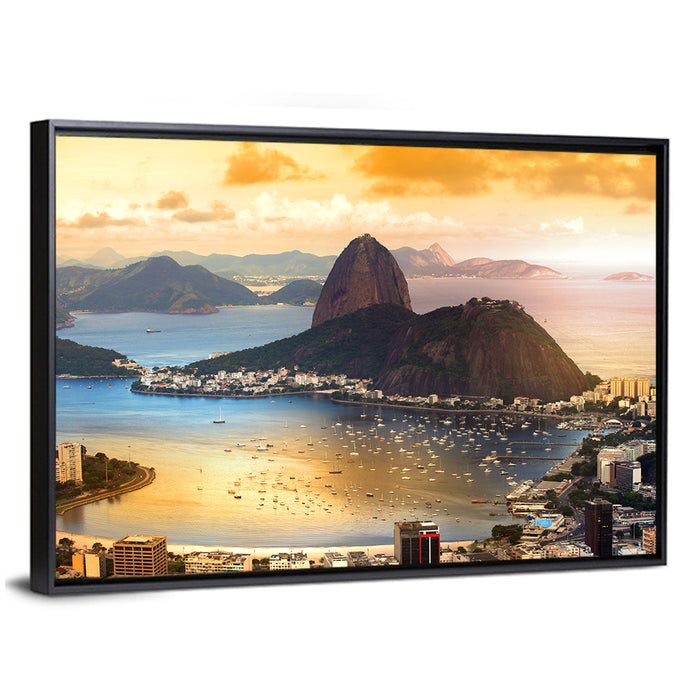 Rio Twilight Over Sugarloaf Mountain Wall Art as a framed canvas