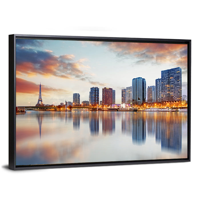 Paris Skyline with Eiffel Tower Wall Art as a framed canvas