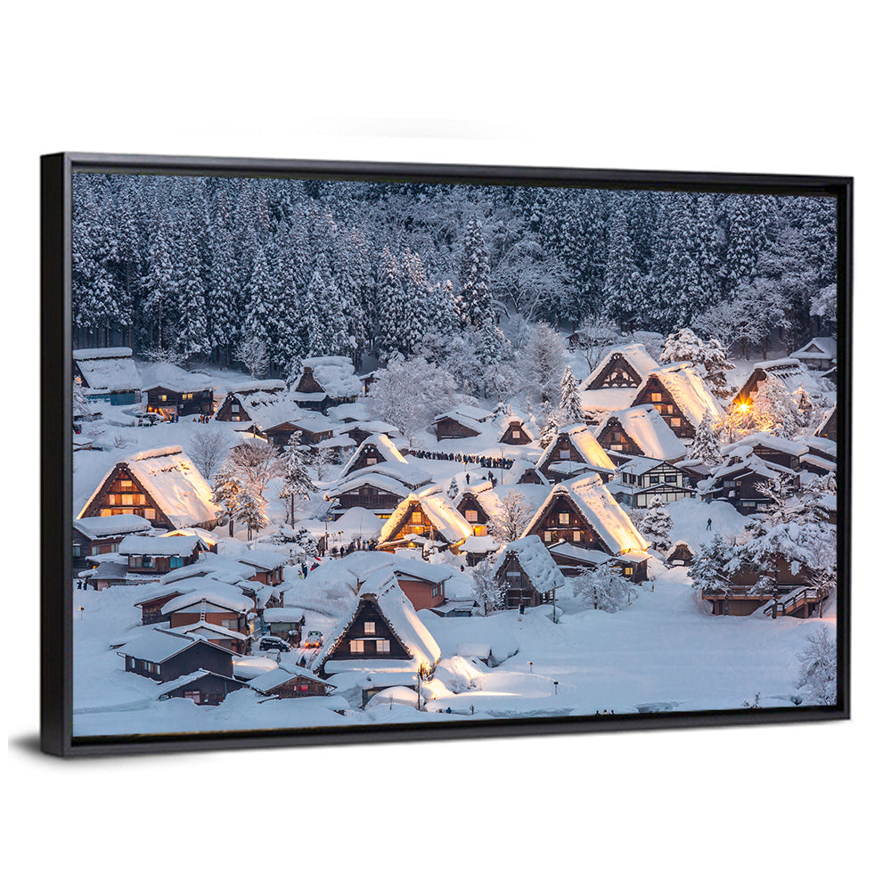 Shirakawa-go Lighted Village Wall Art