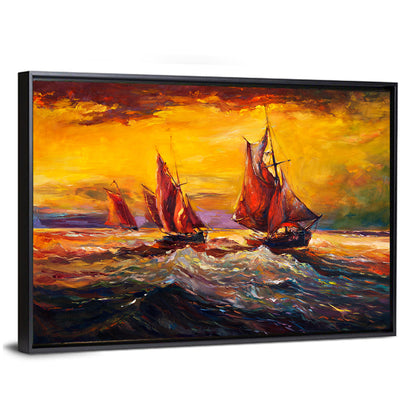 Sail Ship In Sea Artwork Wall Art