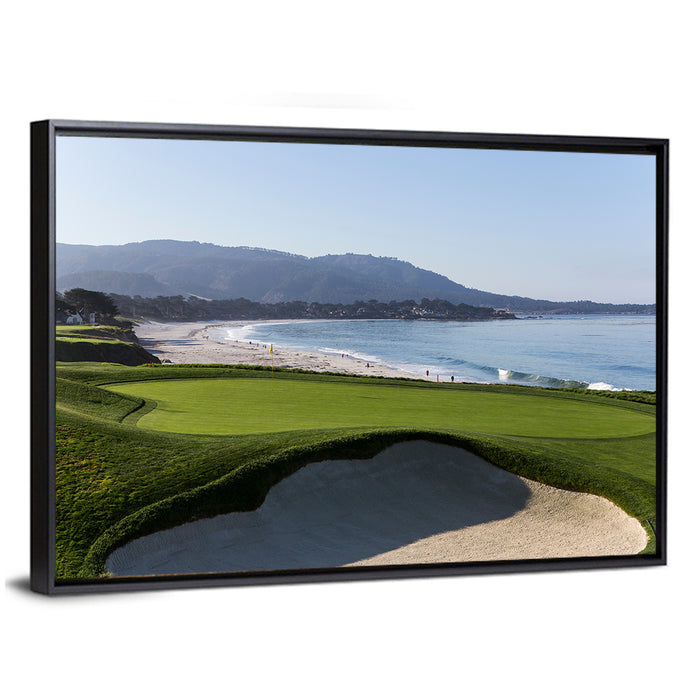 Pebble Beach 7th Hole Wall Art as a framed canvas