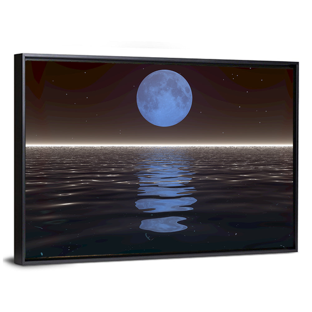 Surreal Moonset Over Reflective Sea Wall Art