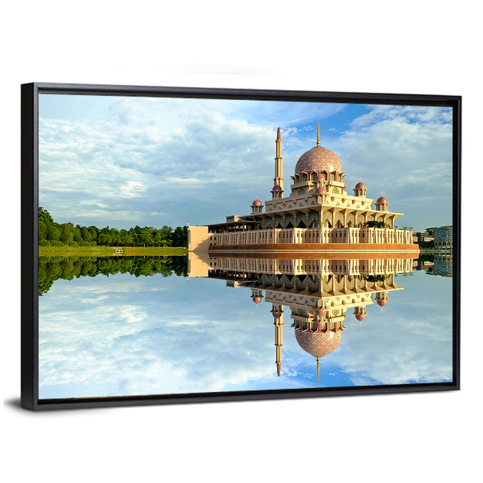 Putra Mosque Reflection, Putrajaya Wall Art as a framed canvas