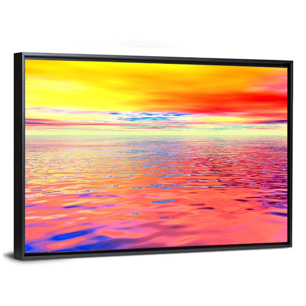 Surreal Ocean Sunset Illustration Wall Art