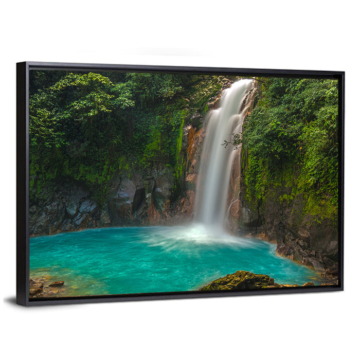 Rio Celeste Waterfall Wall Art as a framed canvas