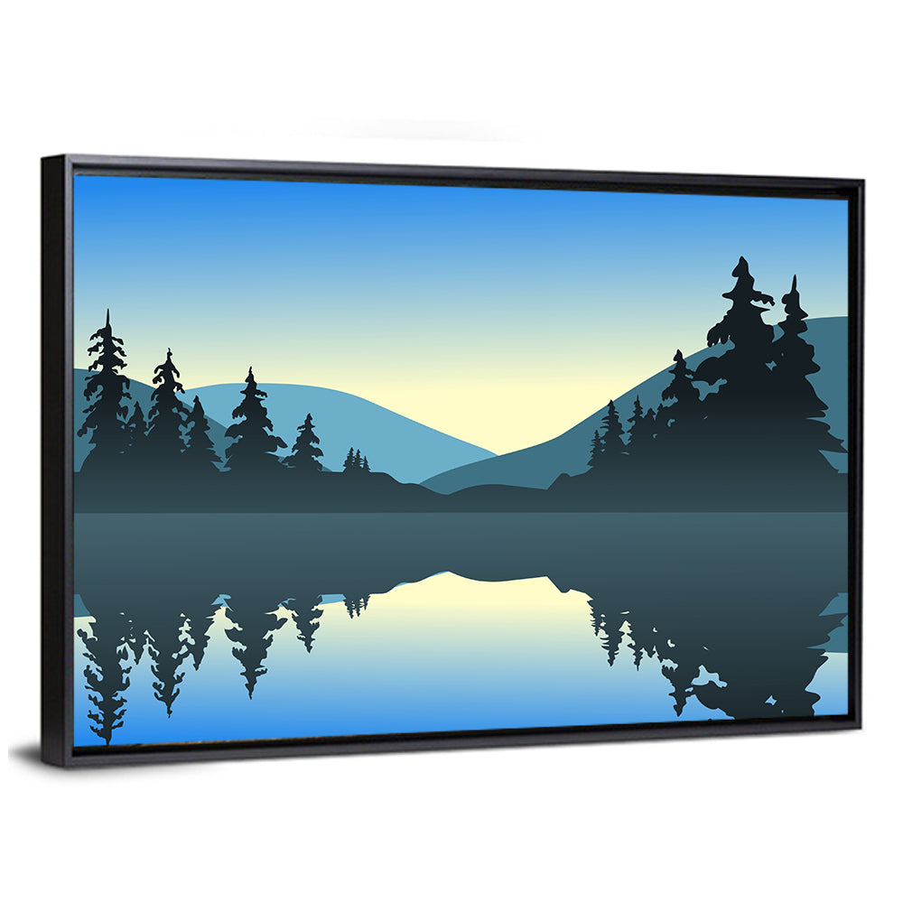 Cool Lake Reflection Illustration Wall Art