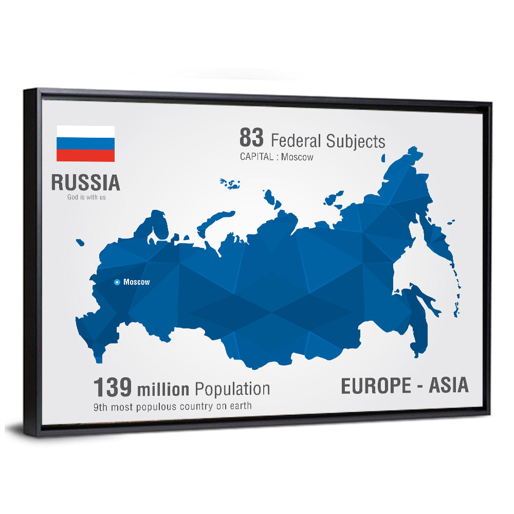 Geometric Map of Russia Wall Art
