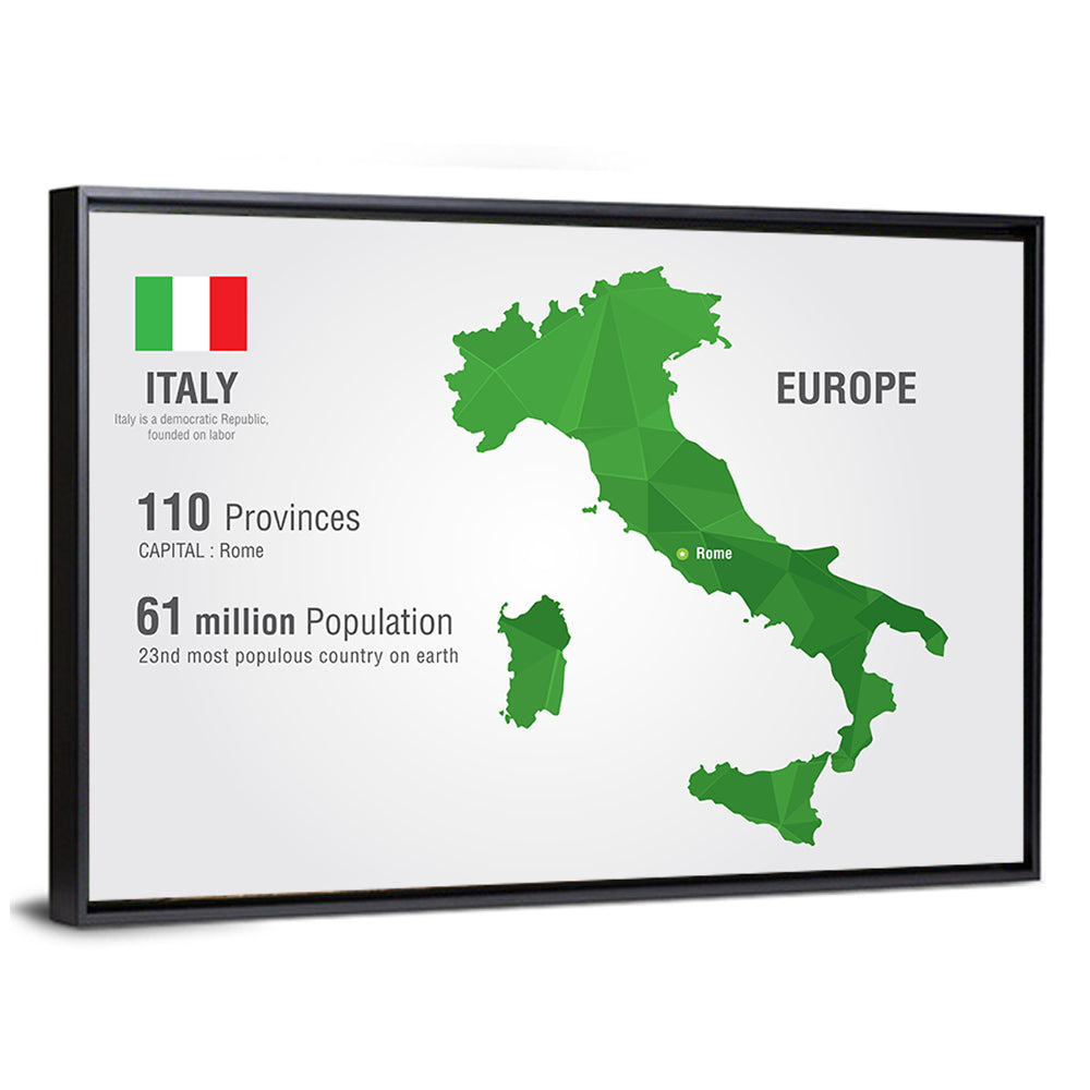 Geometric Italy Map Infographic Wall Art