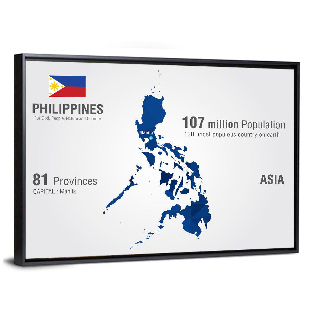 Philippines Map Infographic Wall Art