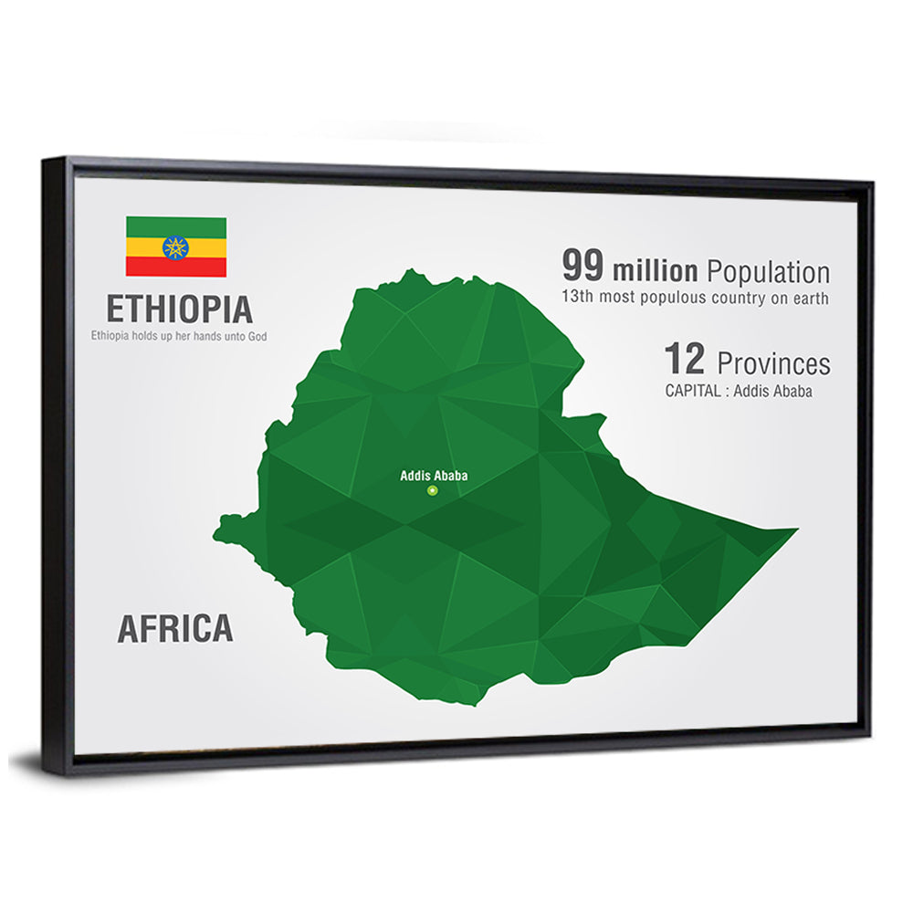 Ethiopia Low-poly Map Wall Art