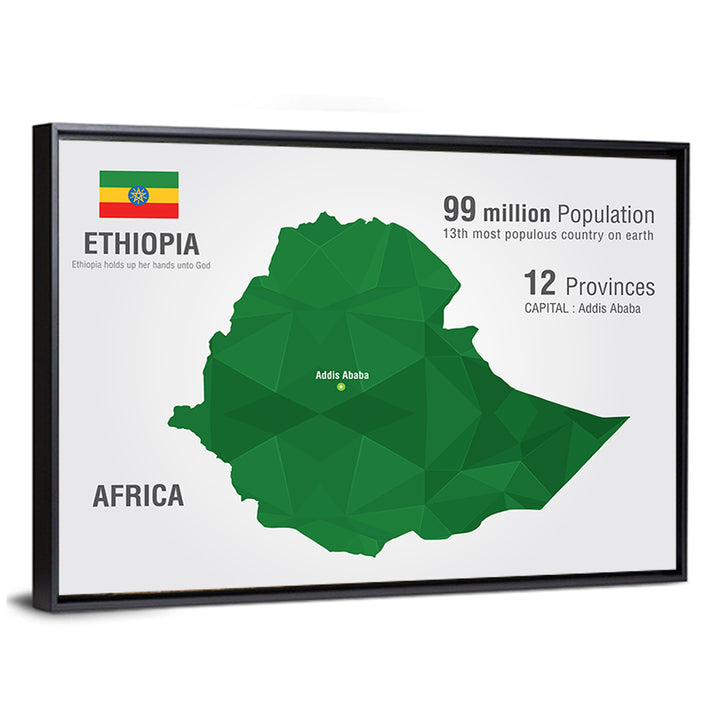 Ethiopia Low-poly Map Wall Art