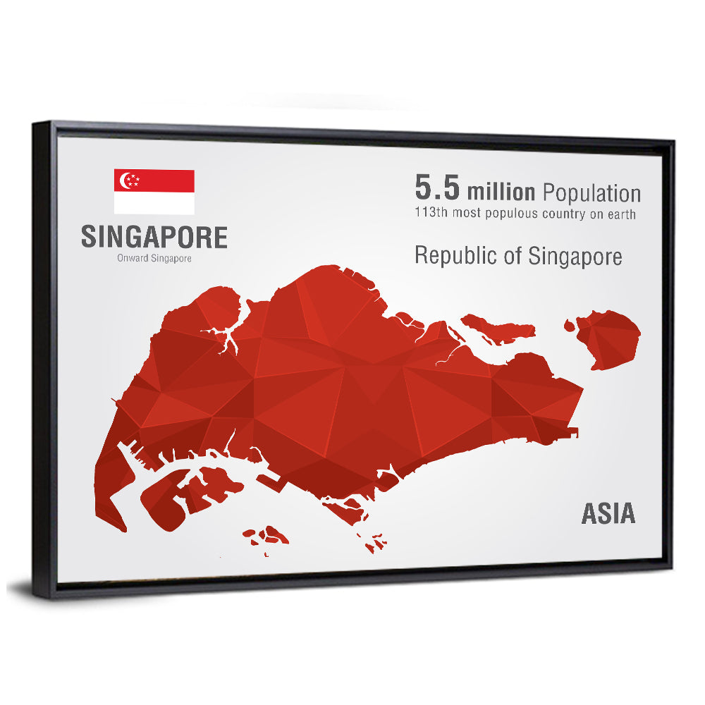 Singapore Low-poly Map Wall Art
