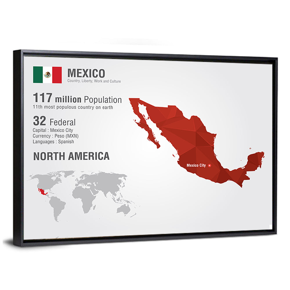 Mexico Geometric Map Wall Art