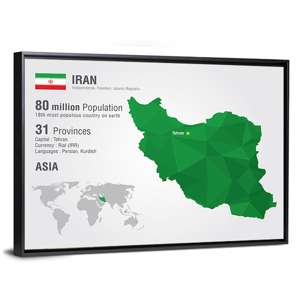 Low Poly Iran Map Wall Art