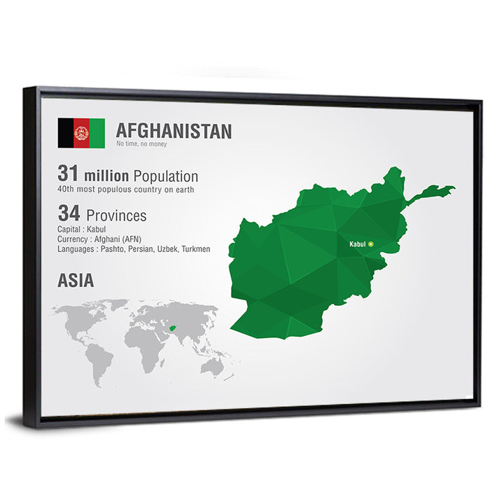 Polygonal Afghanistan Map Wall Art