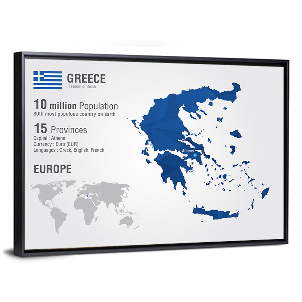 Low-poly Map of Greece Wall Art