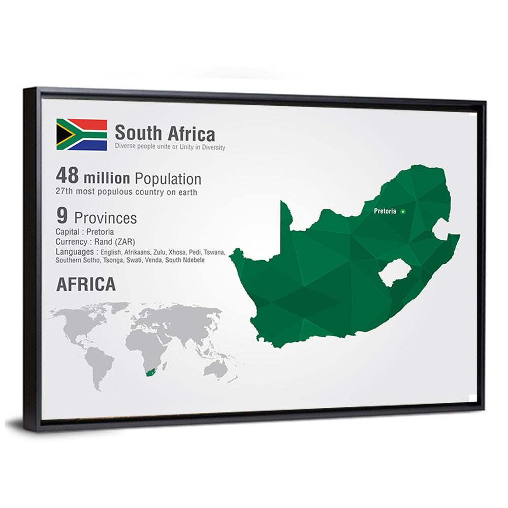 South Africa Geometric Map Wall Art