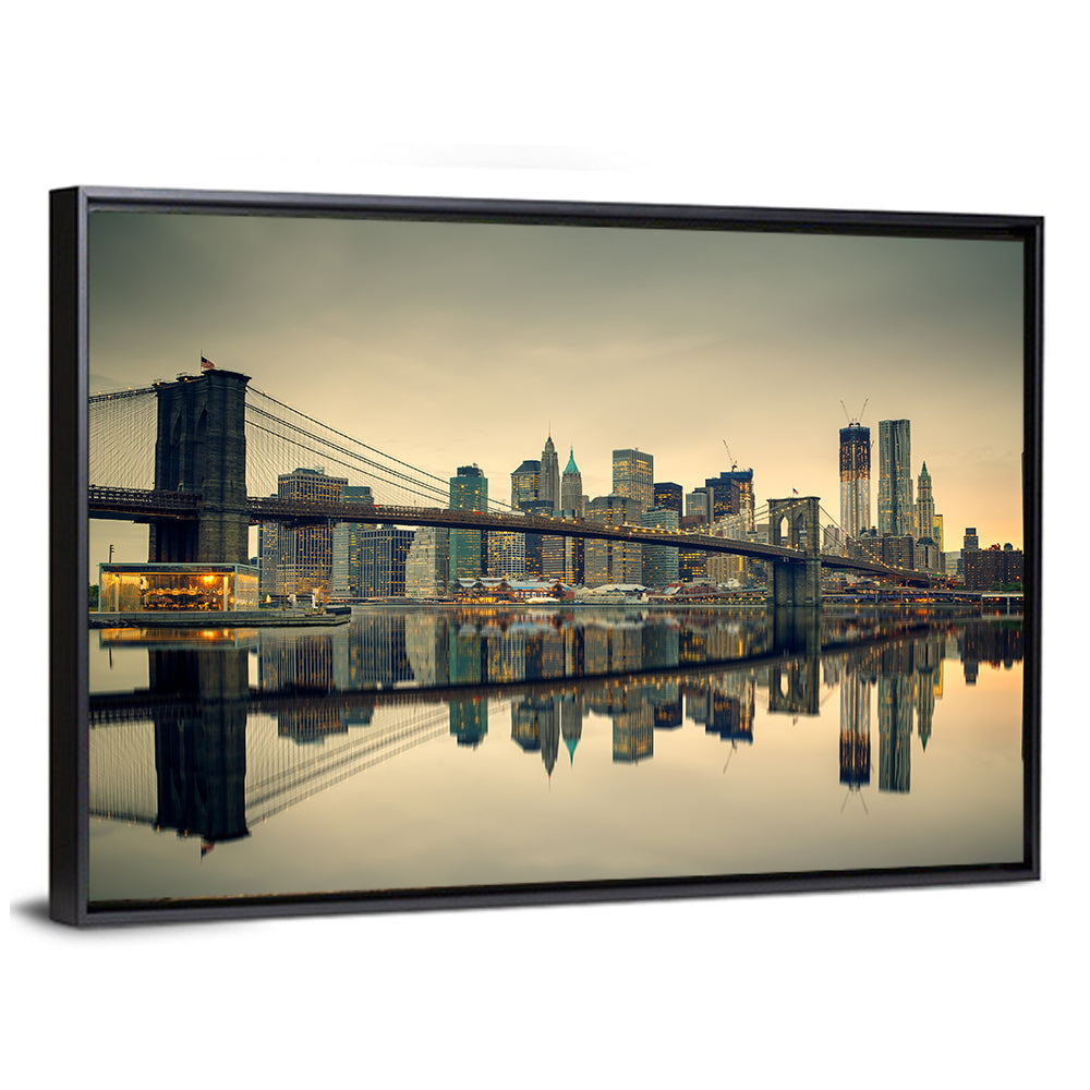 Brooklyn Bridge at Dusk, Manhattan Skyline Wall Art