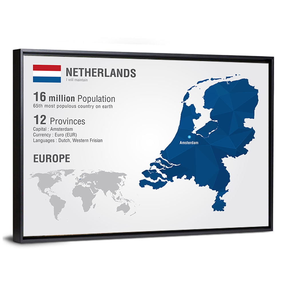 Netherlands Geometric Map Wall Art