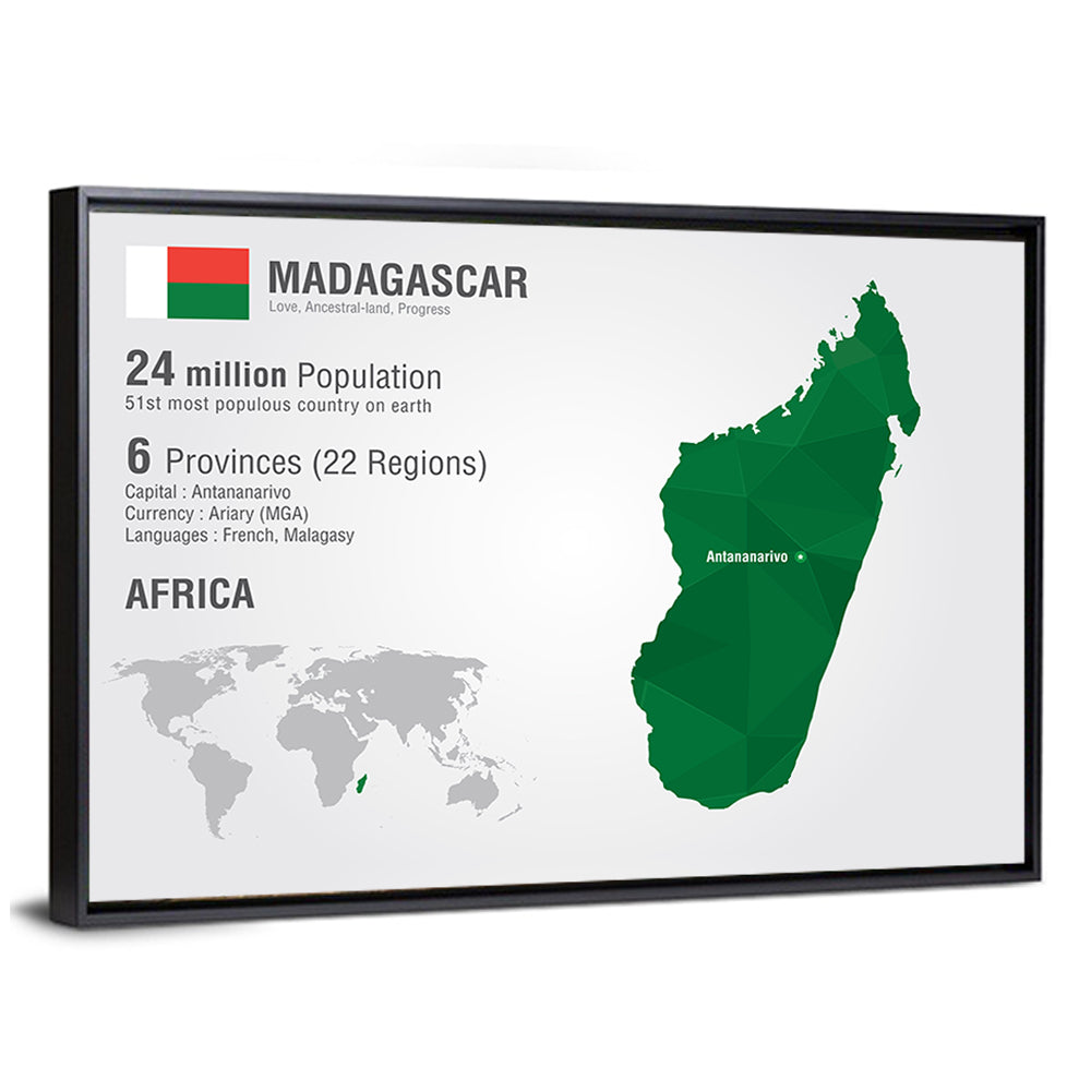 Madagascar Geometric Map Wall Art