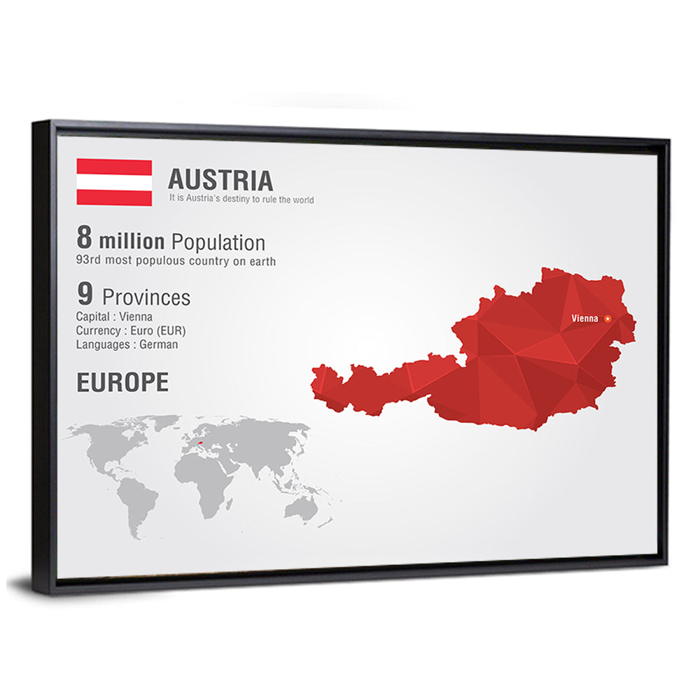 Austria Geometric Map Wall Art