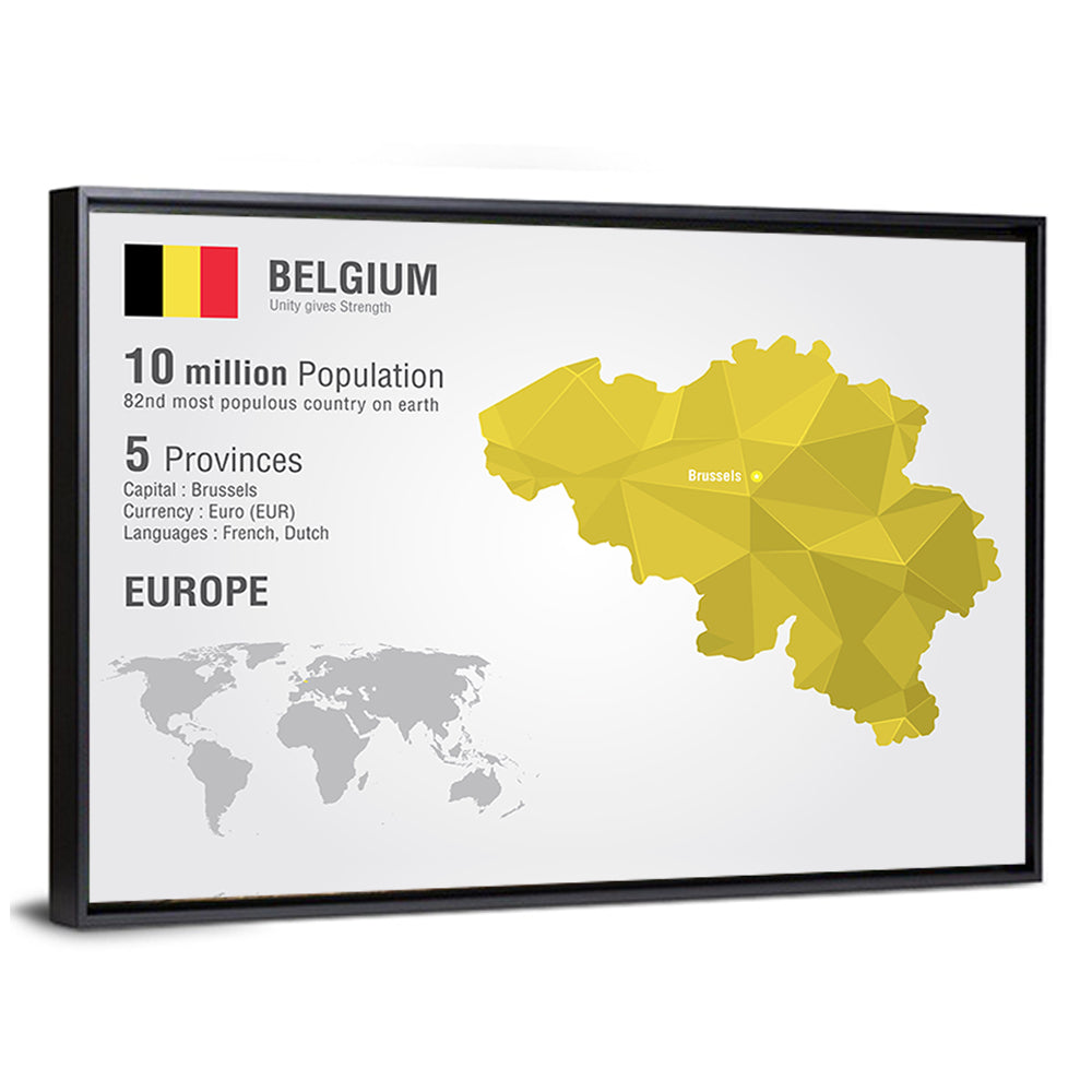 Belgium Geometric Map Wall Art