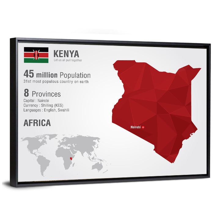 Geometric Map of Kenya Wall Art