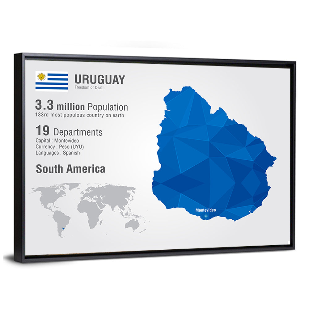 Uruguay Geometric Map Wall Art