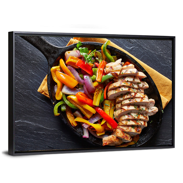 Mexican Grilled Chicken Fajitas Wall Art as a framed canvas