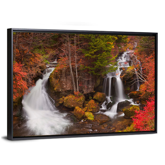 Ryuzu Falls, Nikko Japan Wall Art as a framed canvas