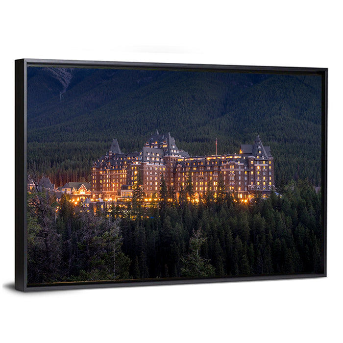 Fairmont Banff Springs at Dusk Wall Art as a framed canvas