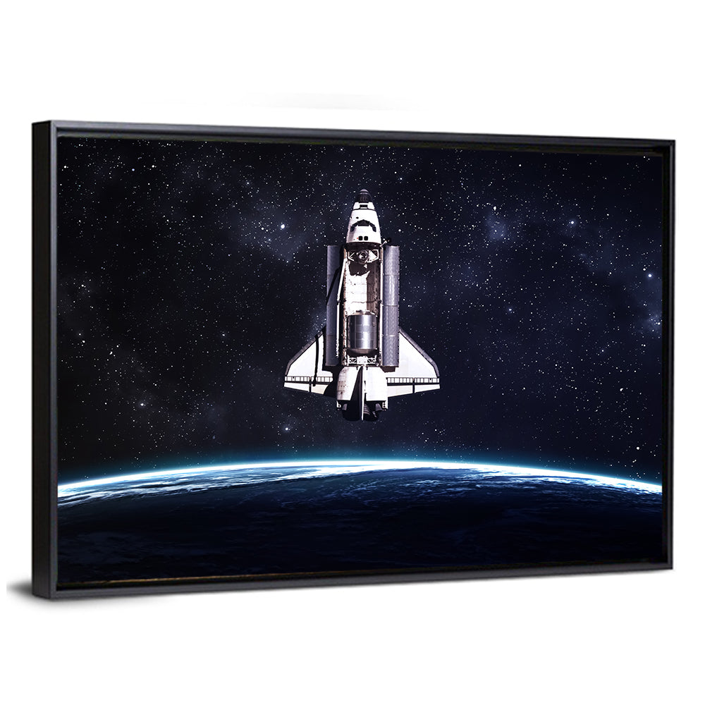 Space Shuttle Over Curved Earth Wall Art
