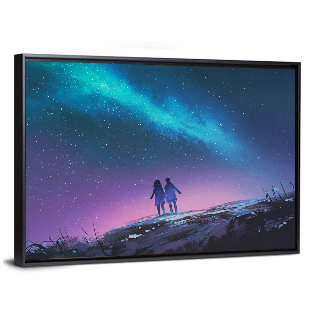Milky Way Nightscape with Silhouetted Couple Wall Art