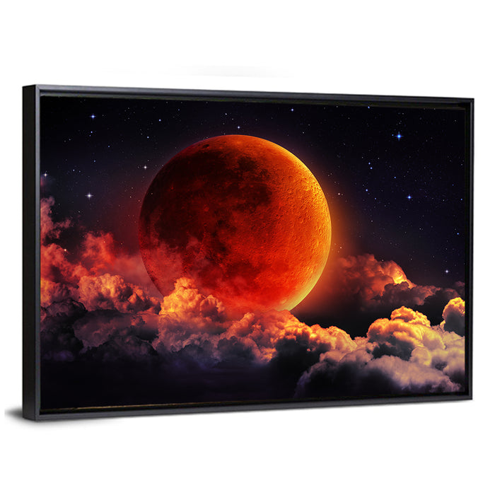 Blood Moon Eclipse Wall Art as a framed canvas