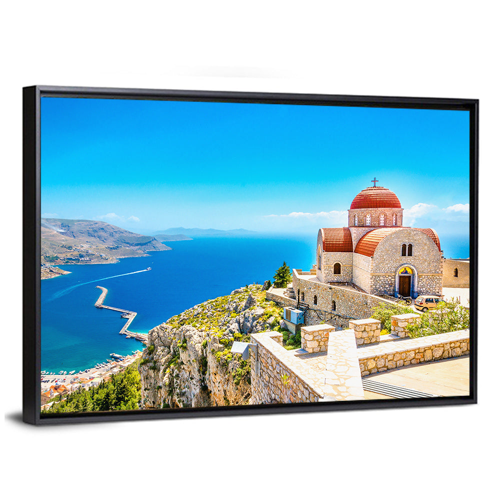 Greece Church On Cliff Of Sea Wall Art