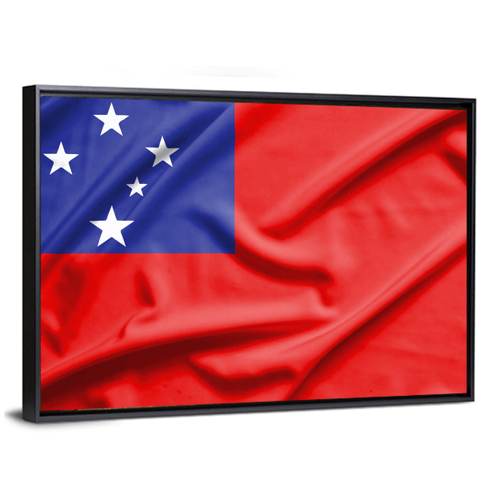 Samoa Flag with Stars Wall Art as a framed canvas