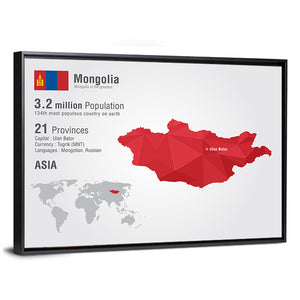 Mongolia Map Wall Art