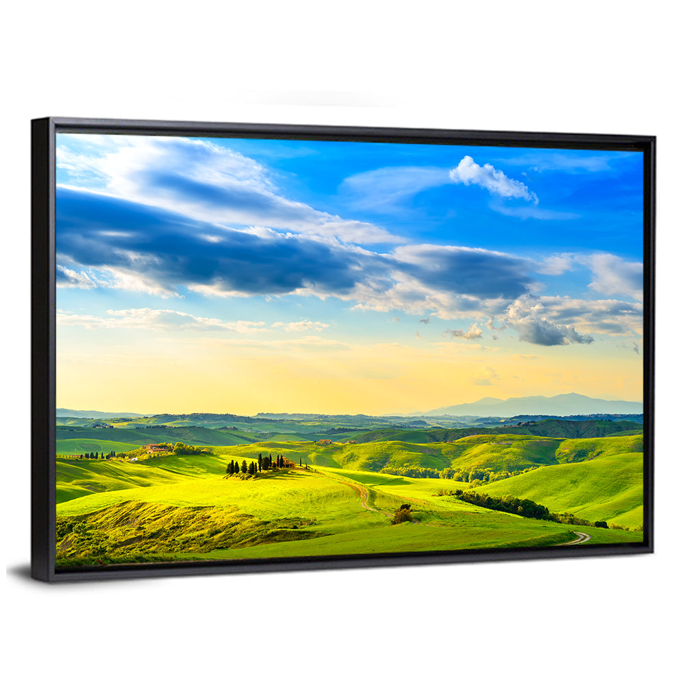 Cypress Farmhouse at Golden Hour Wall Art